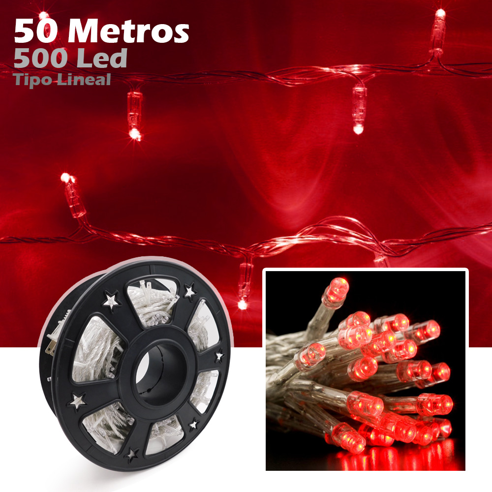 Luz Led Lineal 50 Metros 500 Led Rojo Luces Navidad RF 1515